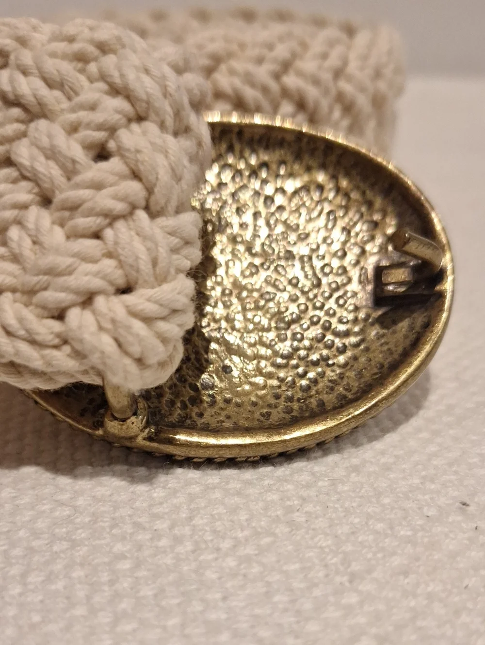 J. Crew Heritage Vintage Cream Woven Belt with Anchor Buckle